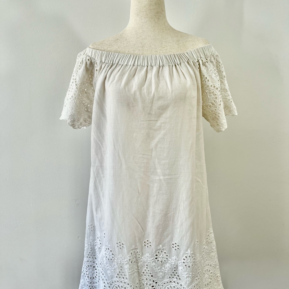 Ralph Lauren Off-Shoulder Cream Mini Dress